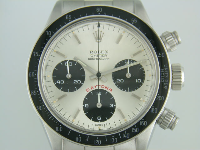 Original brushed silver dial with black sub-dials at 3,6 and 9, signed Rolex 